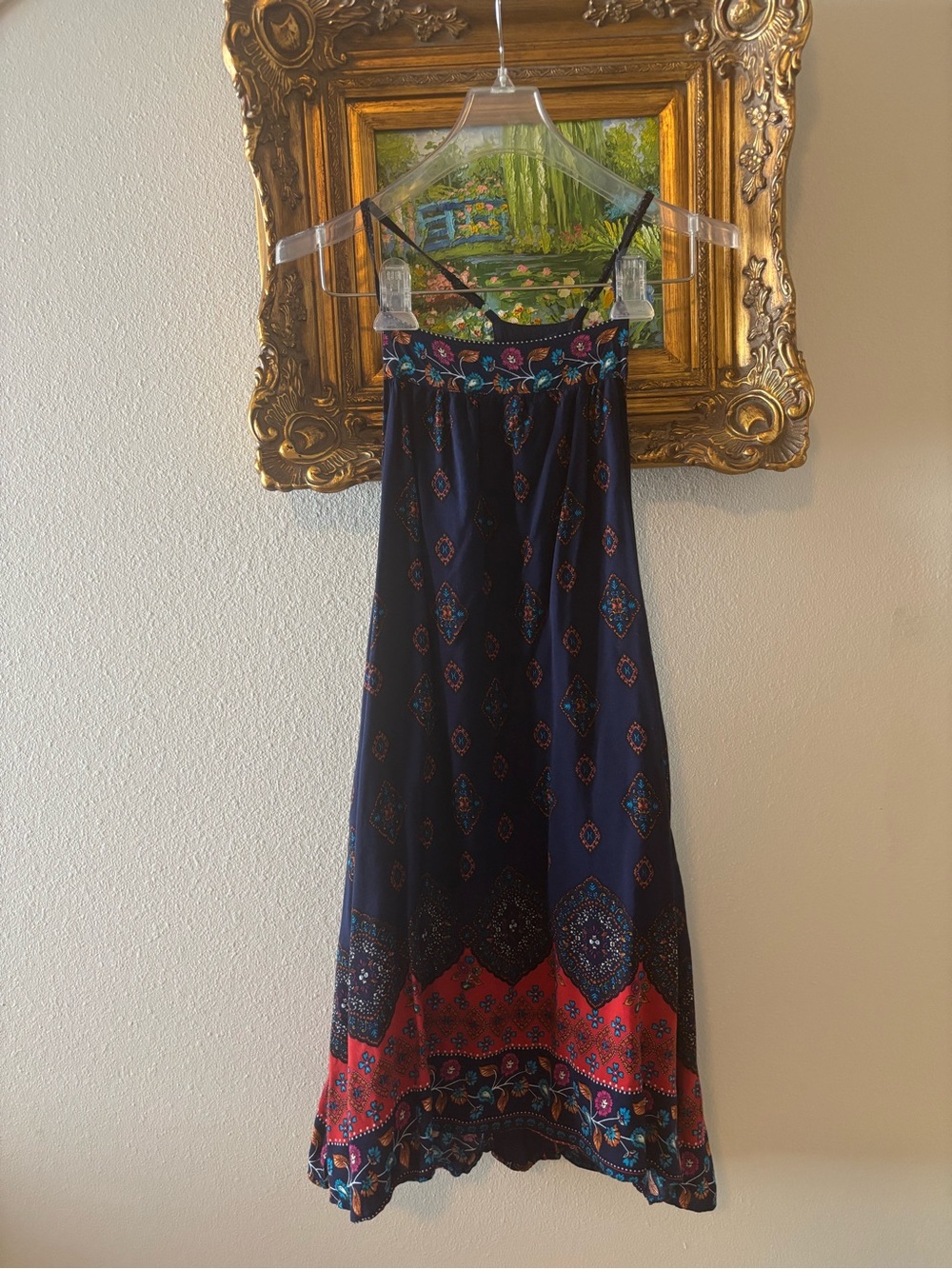 Libby Story Navy Boho Print Mini Dress